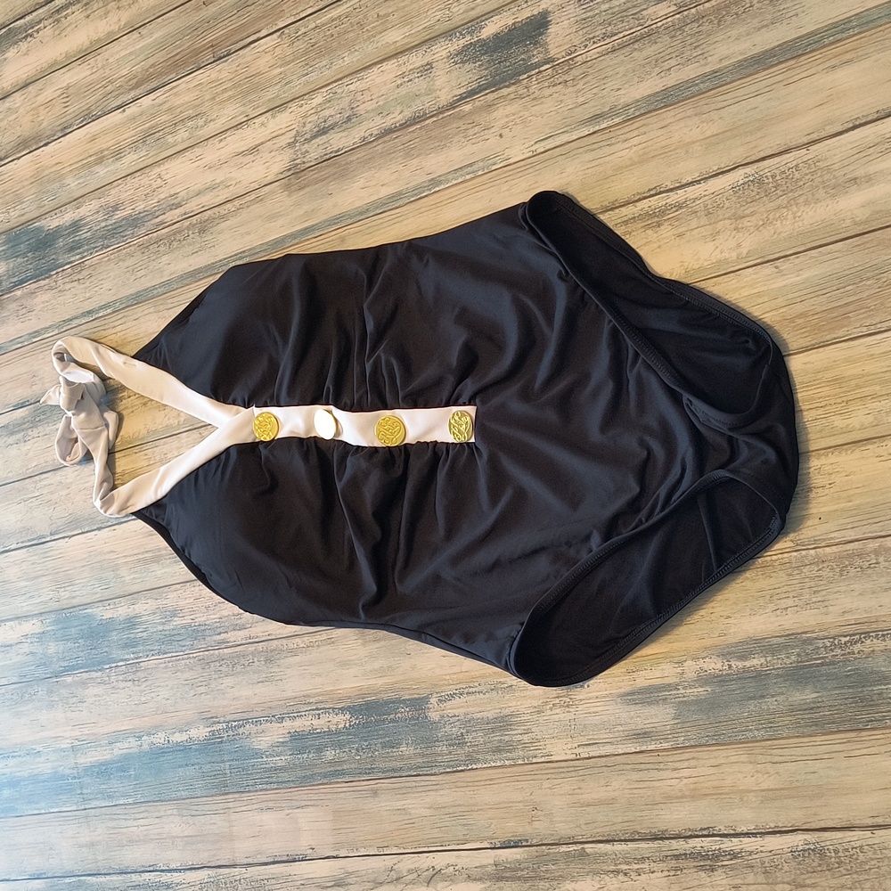 Lauren by Ralph Lauren one-piece women's black and white bathing suit Sz 6